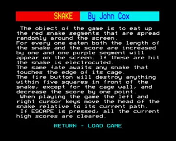 Snake (1982)(Computer Concepts)[CSNAKE] screen shot title